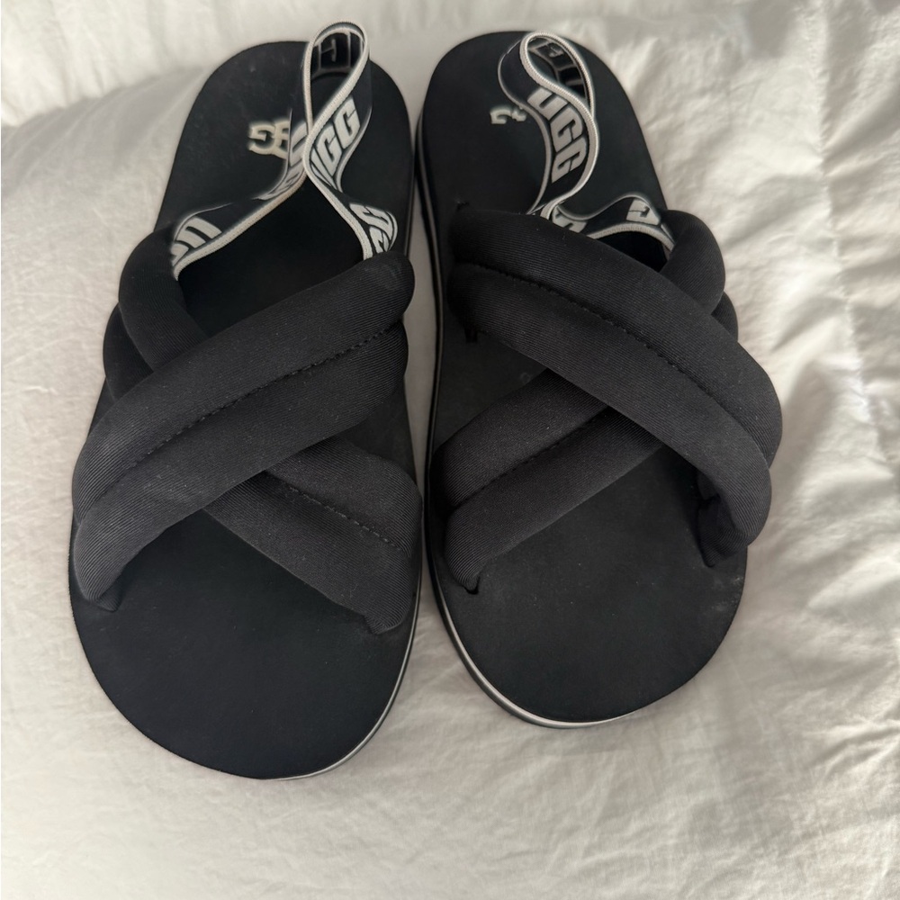 UGG Black and White Slide Sandals